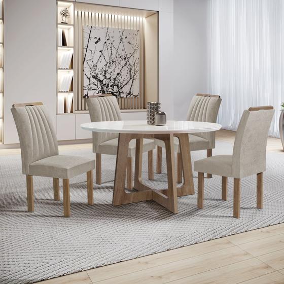 Imagem de Conjunto Mesa Arizona 120cm com 4 Cadeiras Arizona Tampo Redondo Plus com Vidro