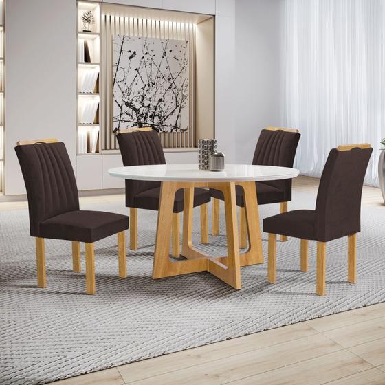 Imagem de Conjunto Mesa Arizona 120cm com 4 Cadeiras Arizona Tampo Redondo Plus com Vidro