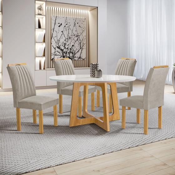 Imagem de Conjunto Mesa Arizona 120cm com 4 Cadeiras Arizona Tampo Redondo Plus com Vidro