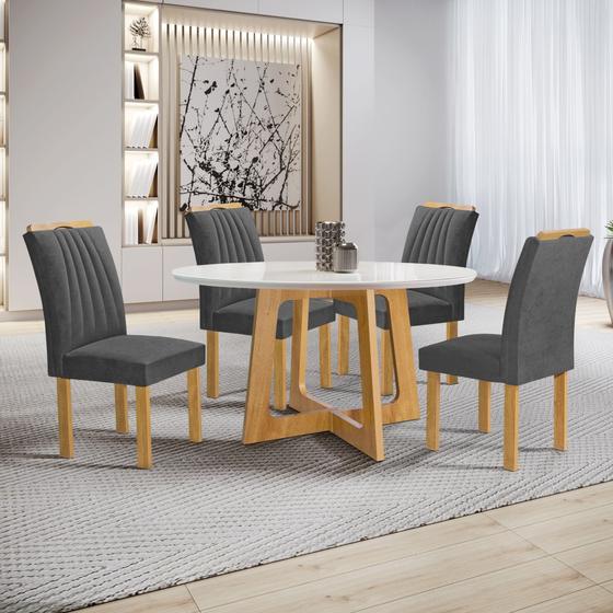 Imagem de Conjunto Mesa Arizona 120cm com 4 Cadeiras Arizona Tampo Redondo Plus com Vidro