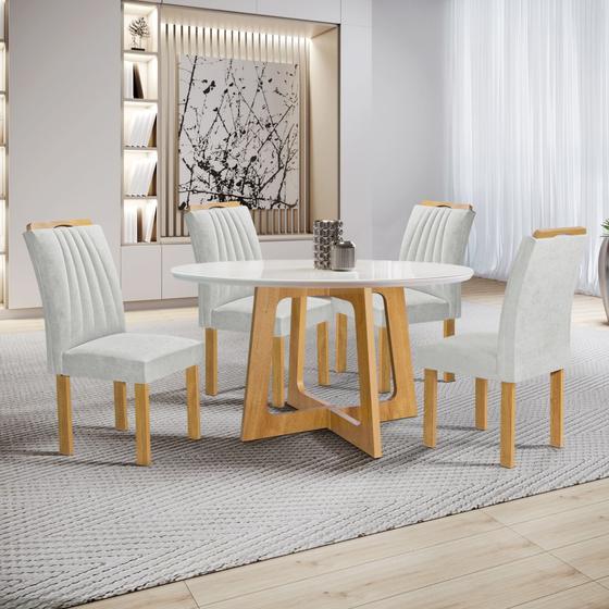 Imagem de Conjunto Mesa Arizona 120cm com 4 Cadeiras Arizona Tampo Redondo Plus com Vidro