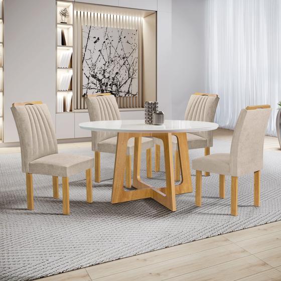 Imagem de Conjunto Mesa Arizona 120cm com 4 Cadeiras Arizona Tampo Redondo Plus com Vidro