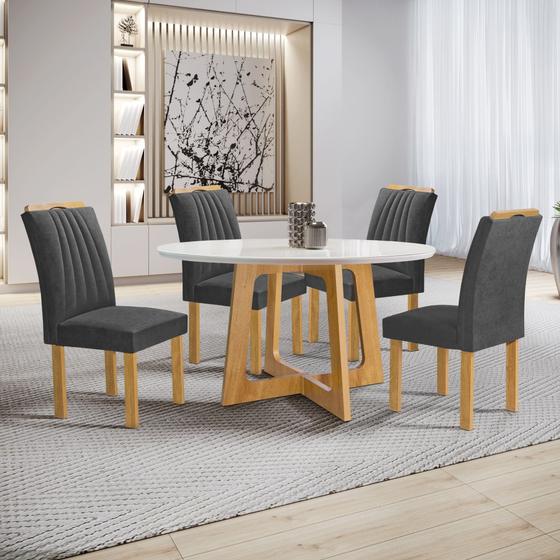 Imagem de Conjunto Mesa Arizona 120cm com 4 Cadeiras Arizona Tampo Redondo Plus com Vidro