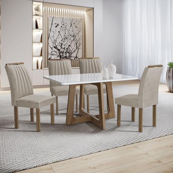 Imagem de Conjunto Mesa Arizona 120cm com 4 Cadeiras Arizona Tampo Smart Plus com Vidro