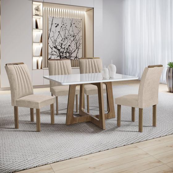 Imagem de Conjunto Mesa Arizona 120cm com 4 Cadeiras Arizona Tampo Smart Plus com Vidro