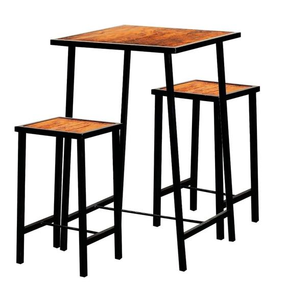 Conjunto Mesa Bar Bistrô Madeira Industrial Imbuia Com 2 Bancos Menor preço em Conjunto Mesa Bar Bistrô Madeira Industrial Imbuia Com 2 Bancos
