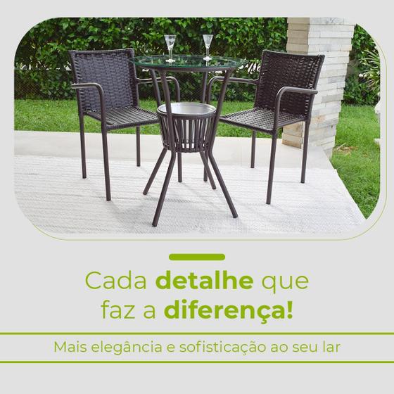 Imagem de Conjunto Mesa Bar Com 2 Cadeiras Marrom Leve Resistente Área Externa Piscina Casa Apartamento