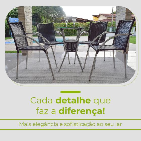 Imagem de Conjunto Mesa Bar Com 4 Cadeiras Leves Aluminio/Marrom Varanda Luxo Centro Jogo Resistente Área Externa Piscina