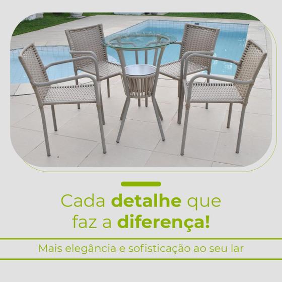 Imagem de Conjunto Mesa Bar Com Cadeiras Aluminio/Marrom/Camurça Leve Resistente Área Externa Piscina Casa Apartamento Modelo Pipa