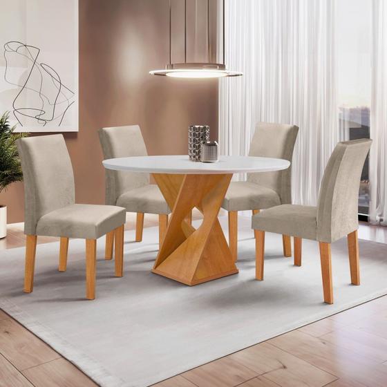 Imagem de Conjunto Mesa Barcelona 100cmx100cm 4 Cadeiras Espanha Tampo Slim Plus Redondo Yescasa