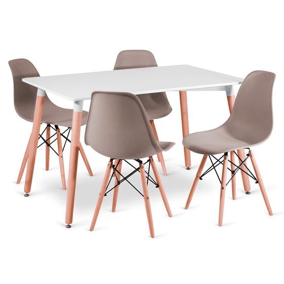Conjunto Mesa Branca Eames 120x80cm e 4 Cadeiras Fendi Menor preço em Conjunto Mesa Branca Eames 120x80cm e 4 Cadeiras Fendi