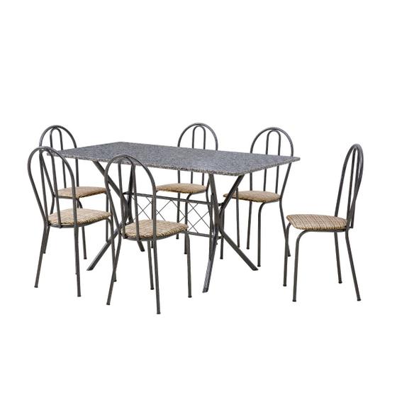 Imagem de Conjunto Mesa Bruna 140cm 6 Cadeiras 004 Tampo Em Granito