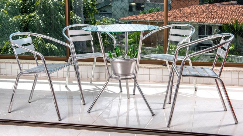 Conjunto Mesa Cadeiras Alumínio Varanda Área Externa Casa Top Luxo ...