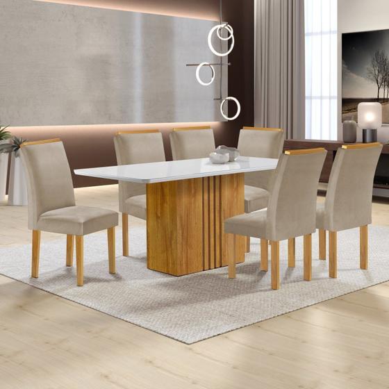 Imagem de Conjunto Mesa Celeste 170cmx90cm com 6 Cadeiras Luisa Tampo Smart Plus com Vidro