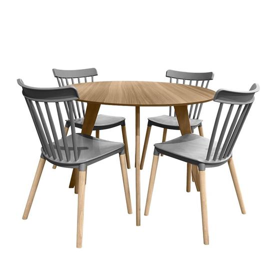 Imagem de Conjunto Mesa Cimol Linhares 108cm com 4 Cadeiras de Plástico 80042E-BULK Elomio - Cinza