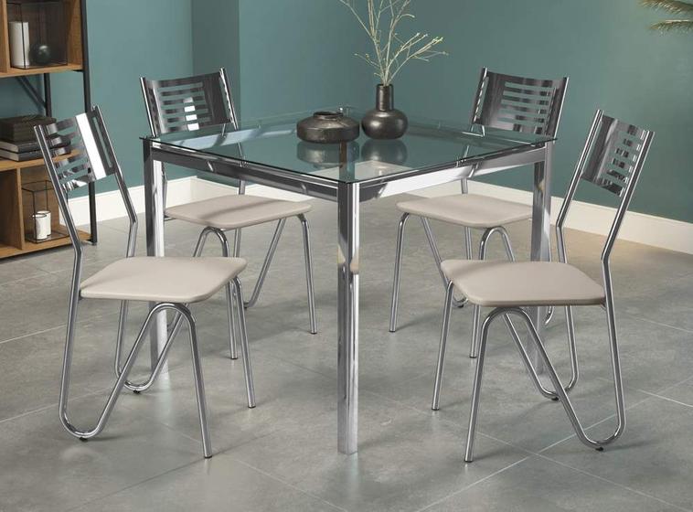 Imagem de Conjunto Mesa com 4 Cadeiras CMC043CR Linha Crome Combos Kappesberg Crome