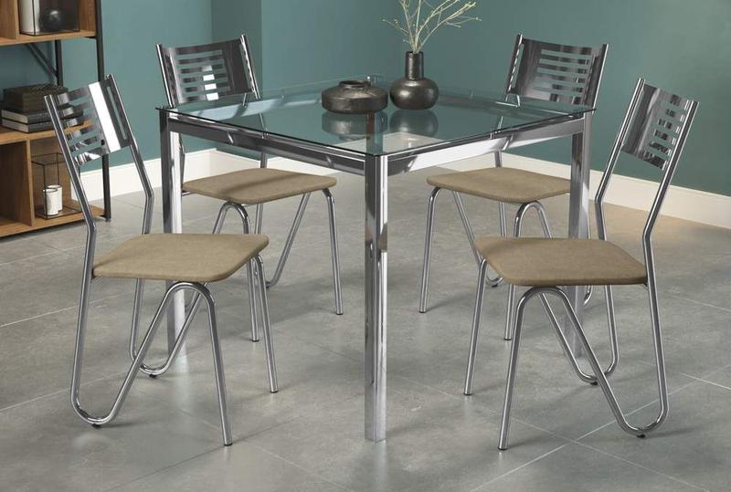 Imagem de Conjunto Mesa com 4 Cadeiras CMC043CR Linha Crome Combos Kappesberg Crome