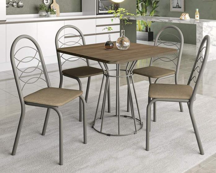 Imagem de Conjunto Mesa com 4 Cadeiras CMC908NK Linha Crome Combos Kappesberg Crome