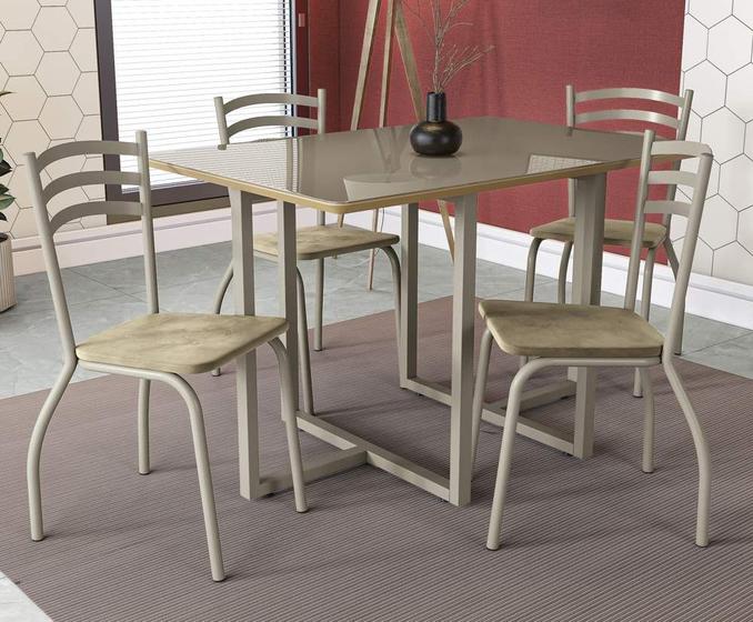Imagem de Conjunto Mesa com 4 Cadeiras CMC909NK Linha Crome Combos Kappesberg Crome