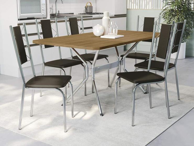 Imagem de Conjunto Mesa com 6 Cadeiras CMC822CR Linha Crome Combos Kappesberg Crome