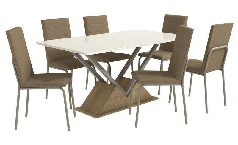 Imagem de Conjunto Mesa com 6 Cadeiras CMC884NK Linha Crome Combos Kappesberg Crome