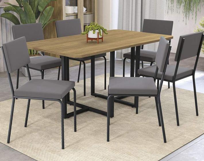 Imagem de Conjunto Mesa com 6 Cadeiras CMC897PRF Linha Crome Combos Kappesberg Crome