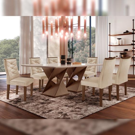 Imagem de Conjunto Mesa com Vidro e 6 Cadeiras 170cmx90cm Barcelona