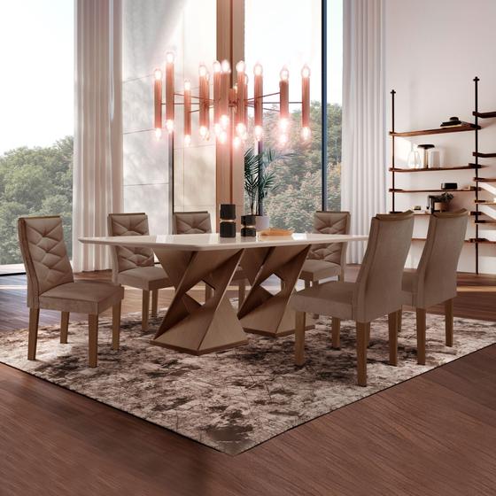 Imagem de Conjunto Mesa com Vidro e 6 Cadeiras 170cmx90cm Barcelona Yescasa