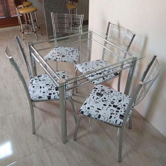 Imagem de Conjunto mesa cromada com 4 cadeiras- 1712