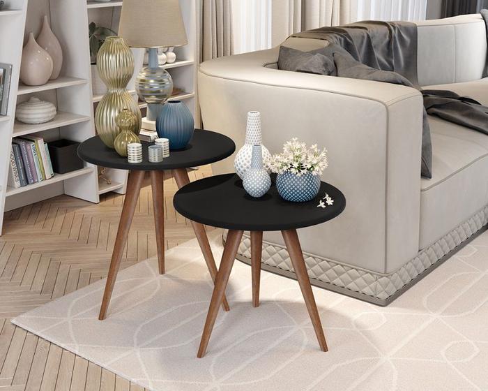 Imagem de Conjunto Mesa de apoio e Lateral Isa Preto-Cal Moveis