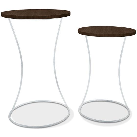 Imagem de Conjunto Mesa De Canto Industrial Dupla Lateral Perla Decoração Para Sala