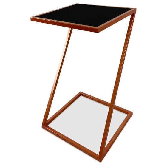 Imagem de Conjunto Mesa De Canto Industrial Dupla Lateral Sieger Decoração Para Sala Cobre e Preto