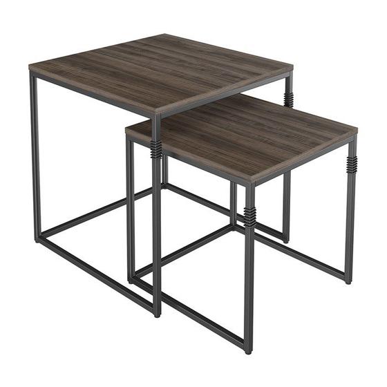 Imagem de Conjunto Mesa De Centro Estilo Industrial Parati Ameixa Negra Preto NB Milani Store