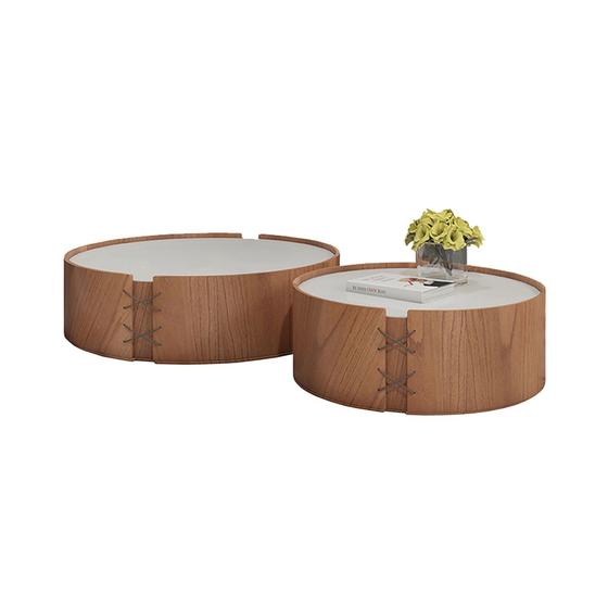 Conjunto Mesa De Centro Isis Redonda Lamina de Madeira Tampo com Vidro 60cm e 50cm Menor preço em Conjunto Mesa De Centro Isis Redonda Lamina de Madeira Tampo com Vidro 60cm e 50cm