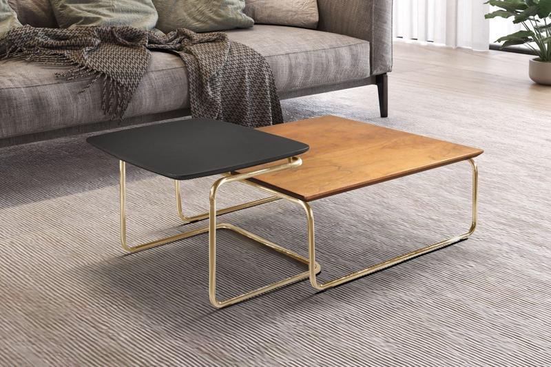 Imagem de Conjunto Mesa de Centro Kairos Base Ouro LarFlex