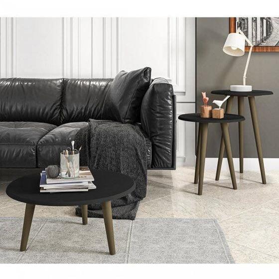 Conjunto Mesa de Centro, Mesa Lateral e Mesa de Apoio Vintage Móveis Bechara Menor preço em Conjunto Mesa de Centro, Mesa Lateral e Mesa de Apoio Vintage Móveis Bechara