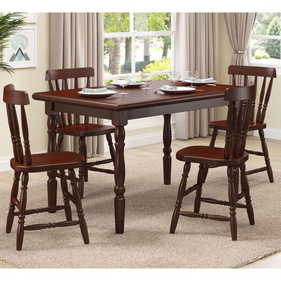 Imagem de Conjunto Mesa de Jantar 125cm com 4 Cadeiras Multimóveis CR50083