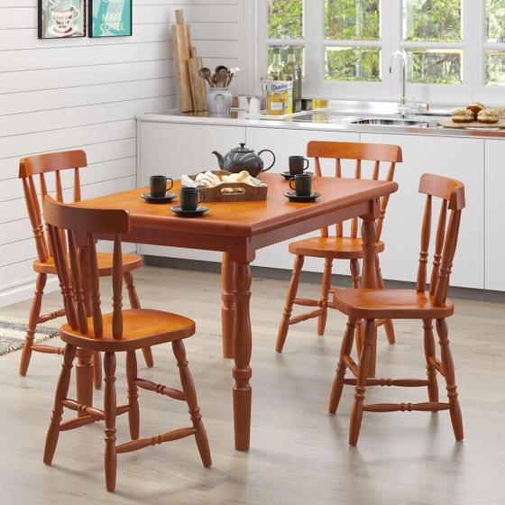 Imagem de Conjunto Mesa de Jantar 125cm com 4 Cadeiras Multimóveis CR50083