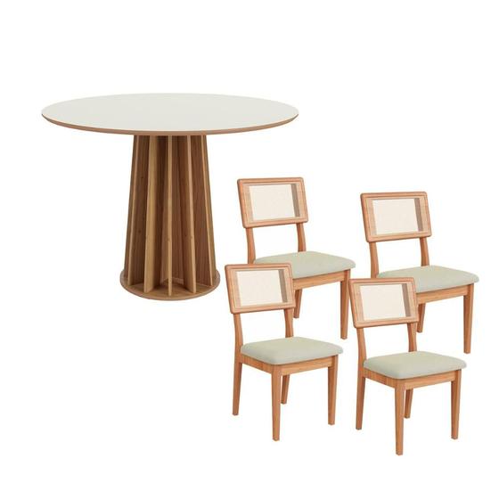 Imagem de Conjunto Mesa de Jantar 1,35m com Vidro + 4 Cadeiras em MDF