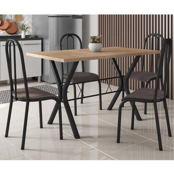 Imagem de Conjunto Mesa de Jantar 136cm Miami com 4 Cadeiras Madri
