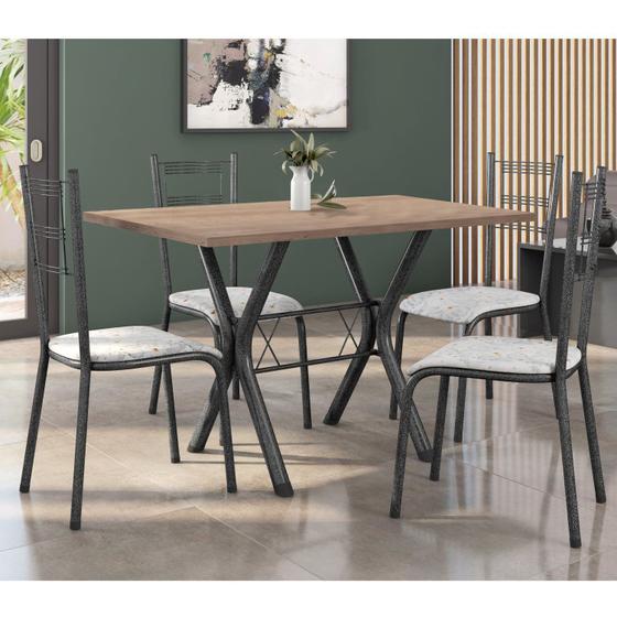 Imagem de Conjunto Mesa de Jantar 136cm Miami com 4 Cadeiras Santiago