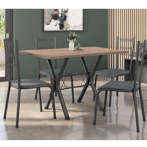 Imagem de Conjunto Mesa de Jantar 136cm Miami com 4 Cadeiras Santiago