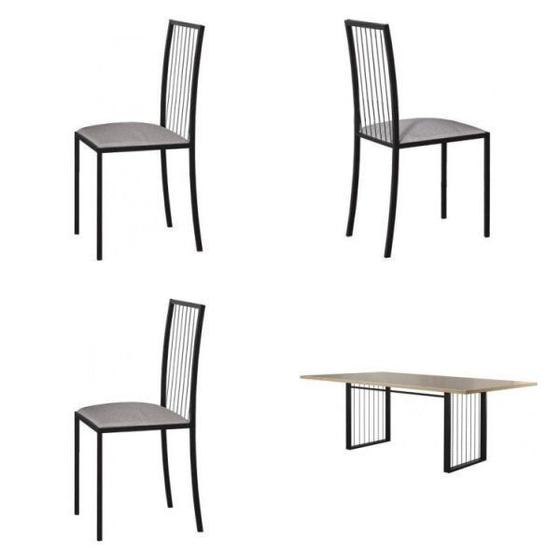 Imagem de Conjunto Mesa de Jantar Atos 6 Cadeiras Pés Metálicos Mais Decor