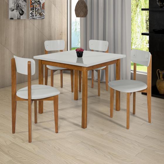 Imagem de Conjunto Mesa de Jantar Base Madeira Maciça com 4 Cadeiras Elisa Ideal para Apartamenteo 80 X 80 Off