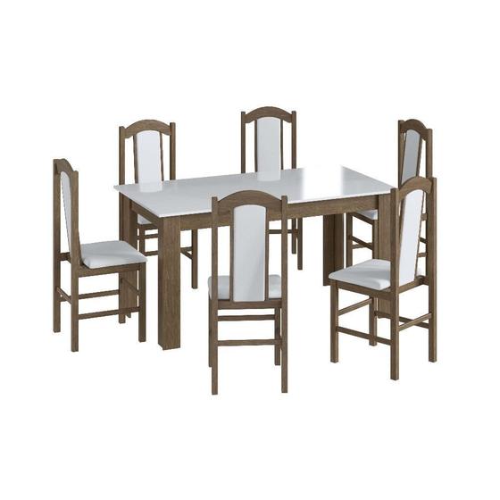 Imagem de Conjunto Mesa de Jantar Clássica 6 Cadeiras Estofadas Móveis Canção