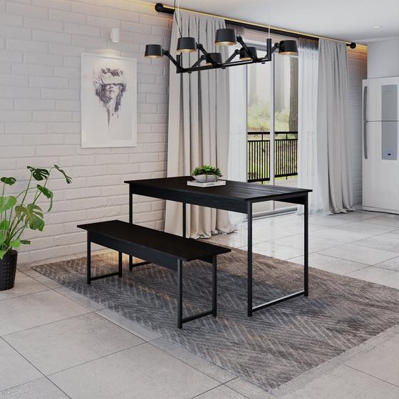 Imagem de Conjunto Mesa de Jantar com 1 Banco Estilo Industrial Active Yescasa