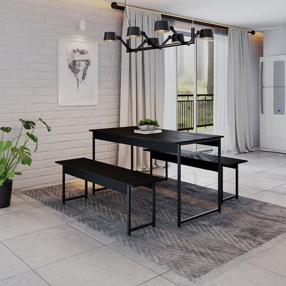 Conjunto Mesa de Jantar com 2 Bancos Estilo Industrial Active Yescasa Menor preço em Conjunto Mesa de Jantar com 2 Bancos Estilo Industrial Active Yescasa