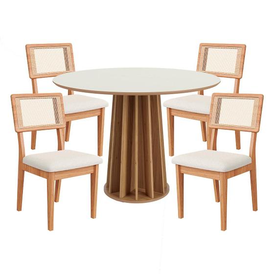 Imagem de Conjunto Mesa de Jantar com 4 Cadeiras de Tela Freijó 100% MDF Bege Dalla Costa