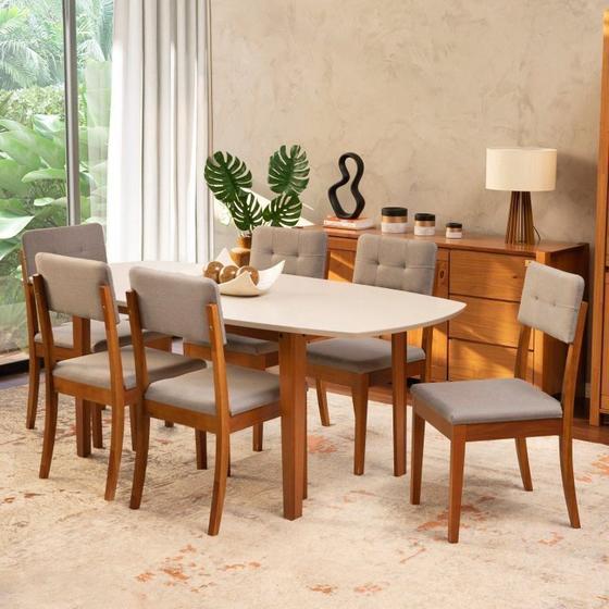 Imagem de Conjunto Mesa de Jantar e 6 Cadeiras Tiê CabeCasa MadeiraMadeira