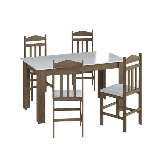 Imagem de Conjunto Mesa de Jantar Elegante 4 Cadeiras Assento Estofado Móveis Canção